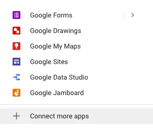 If you have not added Colab to Google Drive before, clicking on New > More will lead you to this set of dropdown options. Click on Connect more apps to connect Colab.