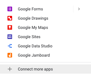 If you have not added Colab to Google Drive before, clicking on New > More will lead you to this set of dropdown options. Click on Connect more apps to connect Colab.